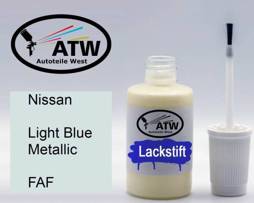 Nissan, Light Blue Metallic, FAF: 20ml Lackstift, von ATW Autoteile West.